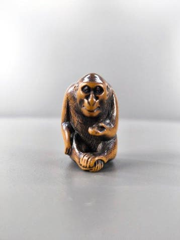 Japan, waarschijnlijk Kyoto Terracotta Houten netsuke die