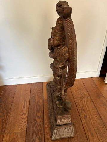 Houten beeld van de hindoegod Shiva Nat - 73 x 50 cm - India