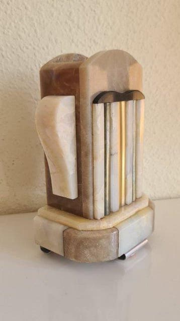 Vintage French Art Deco Onyx Marble Desk Organizer Pen