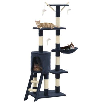 vidaXL Kattenkrabpaal met sisal krabpalen 138 cm donkerblauw, Dieren en Toebehoren, Verzenden, Nieuw