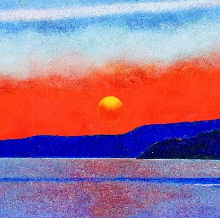 Sunset by the Lake - Yamamoto Atsushi - Japan (Zonder, Antiek en Kunst, Antiek | Overige Antiek