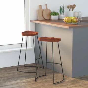 vidaXL Barkrukken 2 st Gavin 50x40x78 cm massief mangohout, Verzenden, Nieuw