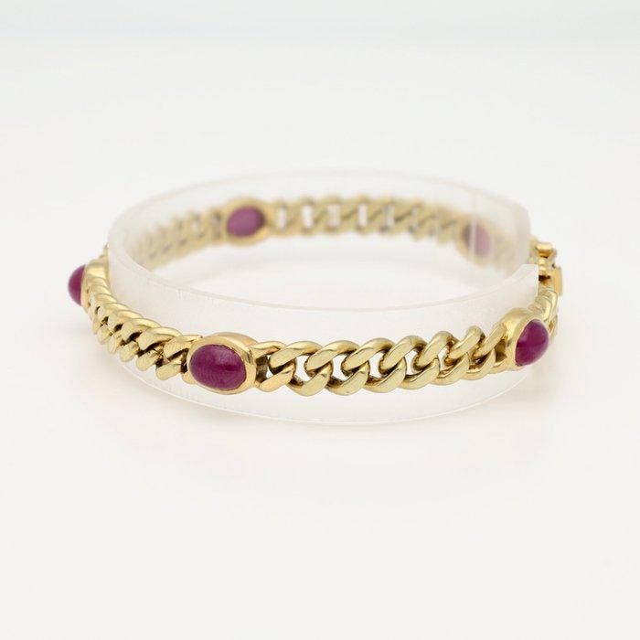 Armband - 14 karaat Geel goud Robijn, Handtassen en Accessoires, Armbanden