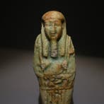 Oud-Egyptisch faience Shabti. 11 cm hoog. Laatste Periode,