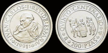 1989 Spain 200 pesetas 1991 Proof zilver, Timbres & Monnaies, Monnaies & Billets de banque | Accessoires, Verzenden