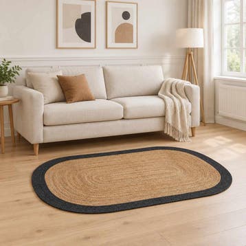 vidaXL Gebied Tapijt Donkergrijs 100 x 152 cm Jute, Maison & Meubles, Verzenden
