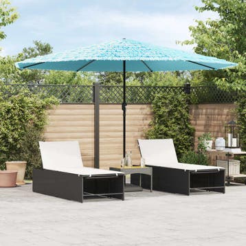 vidaXL Parasol met stalen paal 388x388x248 cm blauw, Verzenden, Nieuw