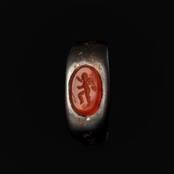 Oud-Romeins Zilver Zegelring met een carnelien intaglio van