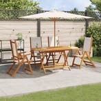 vidaXL 5-delige Tuinset massief acaciahout en textileen, Verzenden, Nieuw, Tuinset