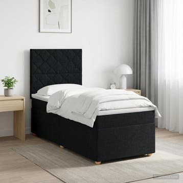 vidaXL Boxspringbed met matras met hoofdeinde Zwart 90 x 190, Maison & Meubles, Verzenden