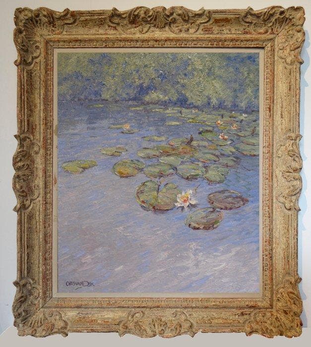 Chris van Dijk (1952) Impressionist -  Nénuphars dans la, Antiquités & Art, Art | Peinture | Classique