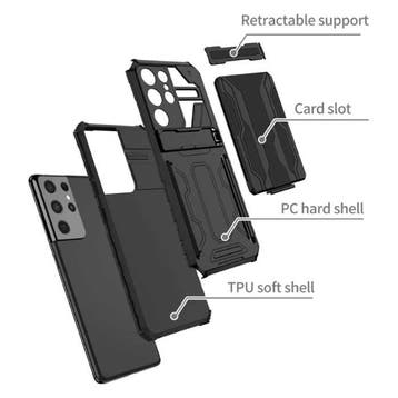 Samsung Galaxy S20 FE - Armor Card Slot Hoesje met Kickstand, Verzenden