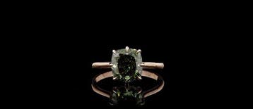 Ring - 14 karaat Roségoud - 3.07ct. tw. Groen Diamant (Fancy, Nieuw
