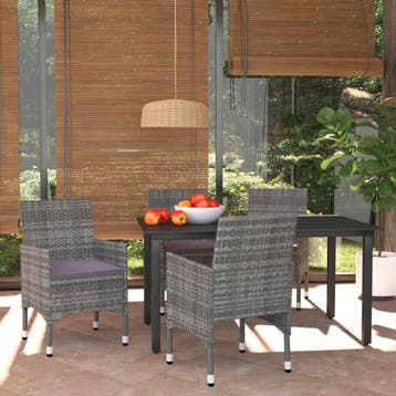 vidaXL 5-delige Tuinset met kussens poly rattan grijs, Tuin en Terras, Verzenden, Nieuw, Tuinset