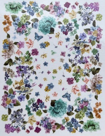 Katoenen tafelkleed met hortensia’s en vlinders - Tafelkleed