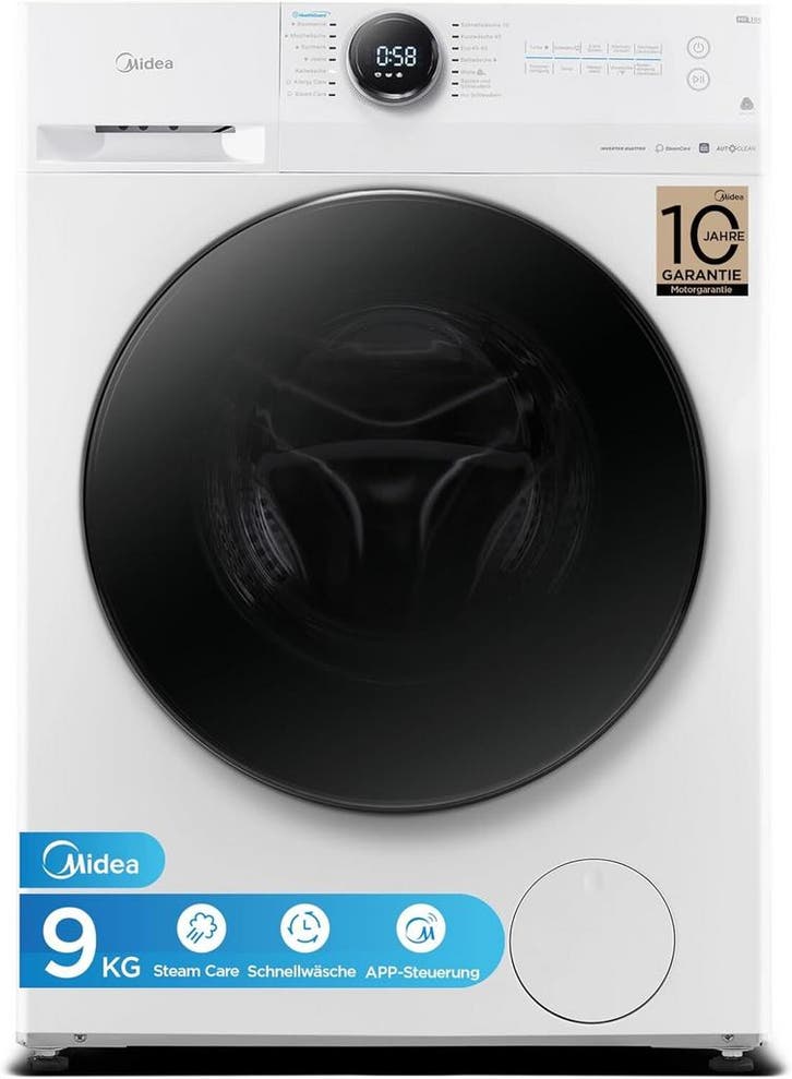 Midea MF200W90WB-14A - Wasmachine - 9 kg - 1300 tpm -, Elektronische apparatuur, Wasmachines, Ophalen of Verzenden