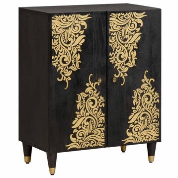 vidaXL Dressoir Zwart 60 x 33 x 75 cm Massief Mango Hout, Verzenden