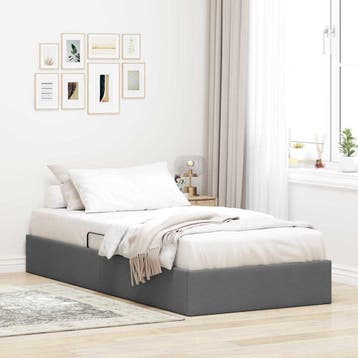 vidaXL Opbergbed met opslag Donkergrijs 203 x 100 cm Stof, Verzenden, Nieuw