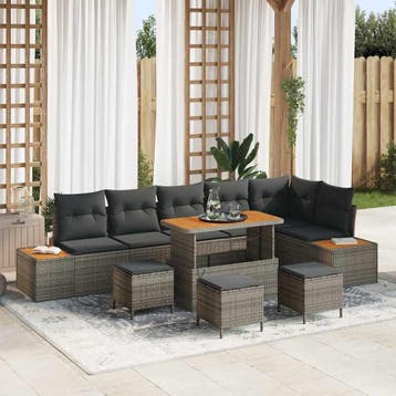 vidaXL Tuinbank Set 10 st 9-Aantal zitplaatsen Grijs Poly, Verzenden