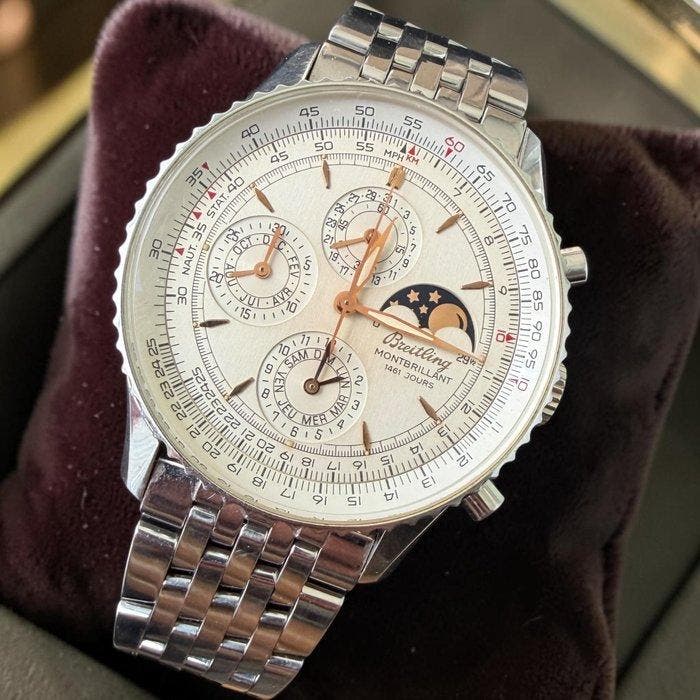 Breitling - Montbrillant 1461 Jours Moonphase - A19030 -, Handtassen en Accessoires, Horloges | Heren
