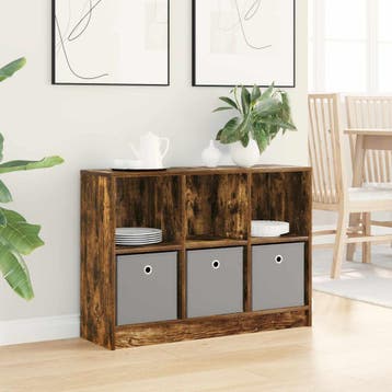 vidaXL Dressoir Rook Eiken 88,5 x 27,5 x 63,5 cm, Verzenden, Nieuw