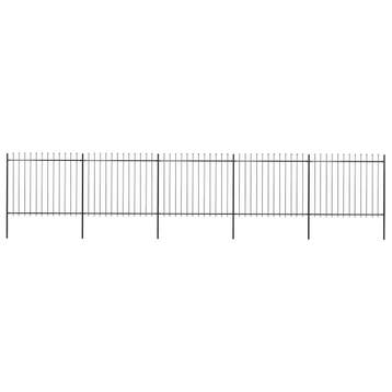 vidaXL Tuinhek met speerpunt staal 892,5x150 cm zwart, Verzenden, Nieuw
