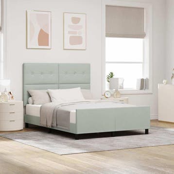 vidaXL Boxspring bed met hoofdeinde Lichtgrijs 140 x 190 cm, Verzenden, Nieuw