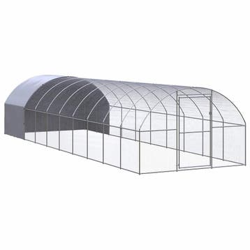 vidaXL Kippenren 3x10x2 m gegalvaniseerd staal, Verzenden