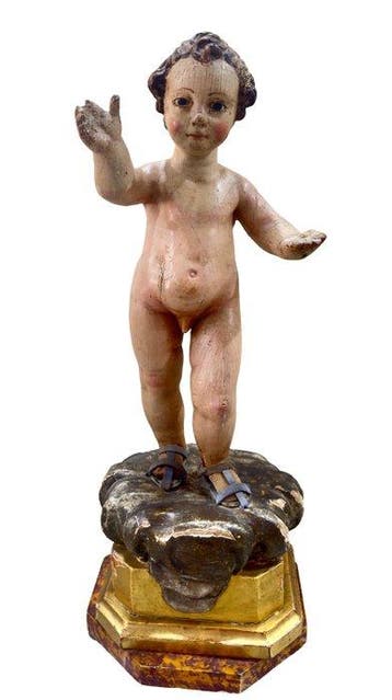 sculptuur, Niño Jesús - 55 cm - Verguld hout - 1750, Antiek en Kunst