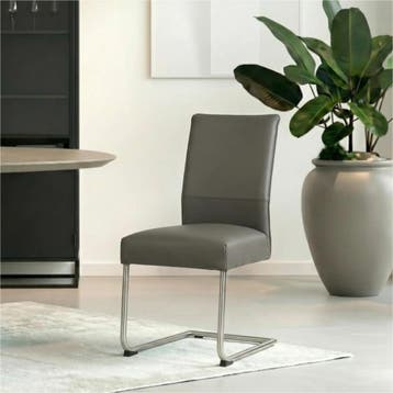 Set van 8 Leren eetkamerstoelen Piece - Hermes Antracite, Ophalen of Verzenden, Nieuw, Leer