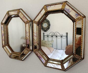 Miroir mural (2) - Verre, Bronze - Paire de miroirs, Antiquités & Art