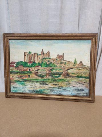 Antoine Barbier (1859-1948) - Le pont traversant un village, Antiquités & Art, Art | Peinture | Classique