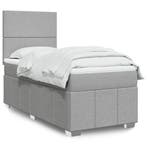 vidaXL Boxspring met matras stof lichtgrijs 90x200 cm, Verzenden, Nieuw