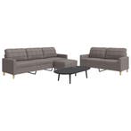 vidaXL 3-delige Loungeset met voetenbank / zetel stof taupe, Verzenden, Nieuw
