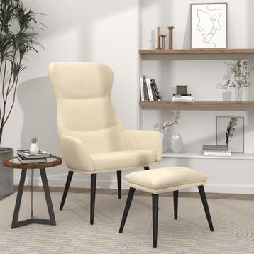 vidaXL Relaxstoel met voetenbank stof crèmekleurig, Huis en Inrichting, Fauteuils, Verzenden, Nieuw