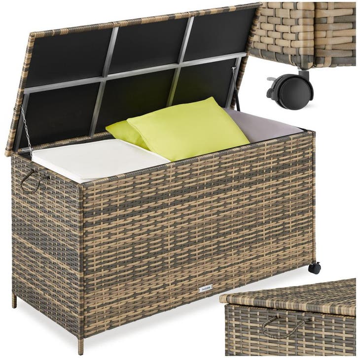 Opbergbox Kuusamo, rotan, met aluminium frame en wieltjes, Tuin en Terras, Overige Tuin en Terras, Verzenden