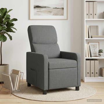 vidaXL Recliner Donkergrijs Polyester, Verzenden