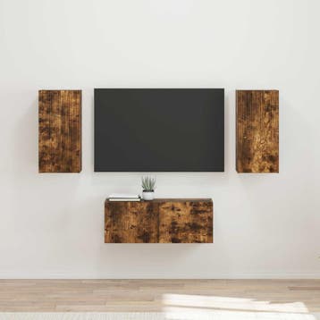 vidaXL Tv-meubelset 6 st Rook Eiken Bewerkt hout, Verzenden