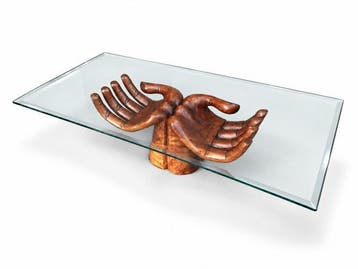 Table basse - Bois, Verre - Tavolino Mano