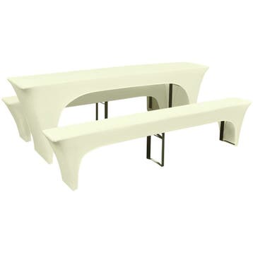 vidaXL Hoes voor biertafel/banken 3-delig crèmekleurig, Tuin en Terras, Verzenden, Nieuw