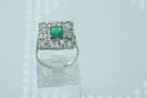 Ring - 18 karaat Witgoud Smaragd - Diamant, Nieuw