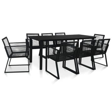 vidaXL 9-delige Tuinset PVC-rattan zwart, Tuin en Terras, Verzenden, Nieuw, Tuinset