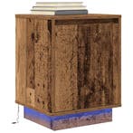 vidaXL Nachtkastje met LED-verlichting 38x34x50 cm oud hout, Verzenden