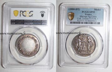 France Hochzeitsmedaille – Christliche Ehe 1880 Terisse -., Verzenden