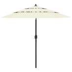 vidaXL Parasol 3-laags met aluminium paal 2,5 m zandkleurig, Verzenden