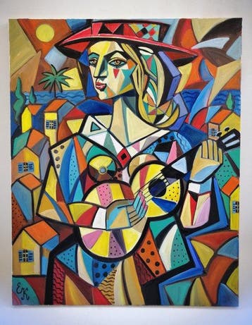 Elena Khmeleva - Dame au chapeau rouge avec guitare