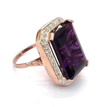 Zonder minimumprijs - Ring - 9 kt. Roségoud, Zilver Spinel -, Nieuw
