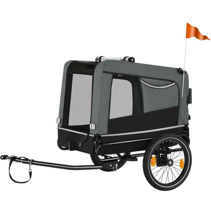 tectake Hondenaanhanger WoofRider - grijs, Dieren en Toebehoren, Hondenhokken, Verzenden