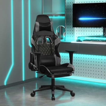 vidaXL Massage gamestoel met voetensteun kunstleer zwart en, Verzenden, Nieuw