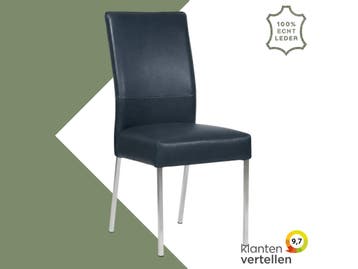 Leren eetkamerstoel Real - Granada Blue (blauw) - Poten, Huis en Inrichting, Stoelen, Blauw, Nieuw, Ophalen of Verzenden, Eén